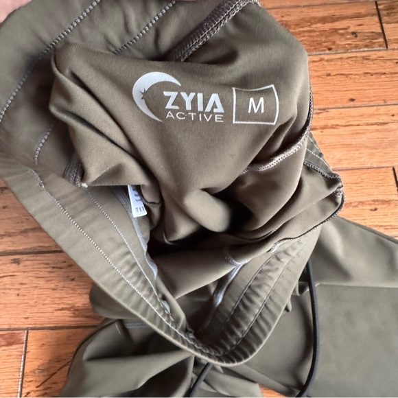 ZYIA Dark Olive Green Peak Zipper Jogger Pants - Picture 9 of 9